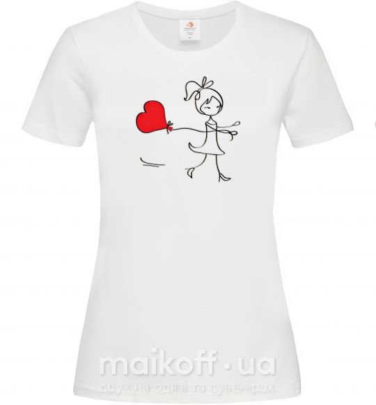 Женская футболка Девочка с сердцем Белый фото