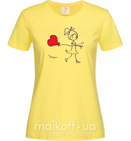 Женская футболка Девочка с сердцем Лимонный фото