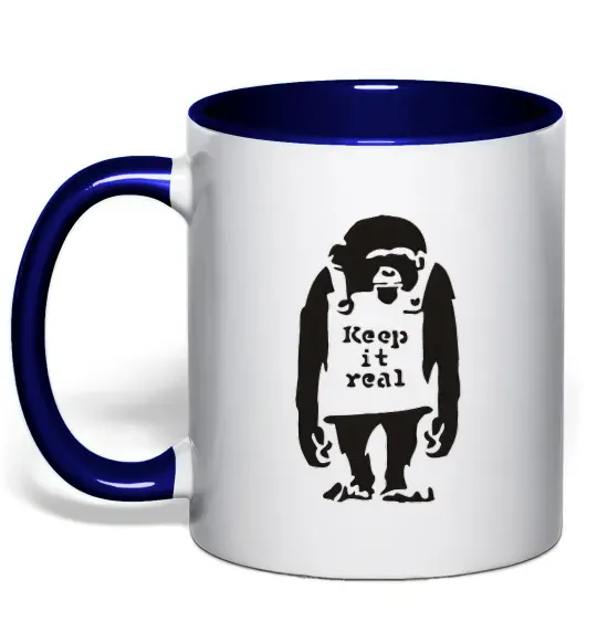 Чашка з кольоровою ручкою KEEP IT REAL Глибокий темно-синій фото