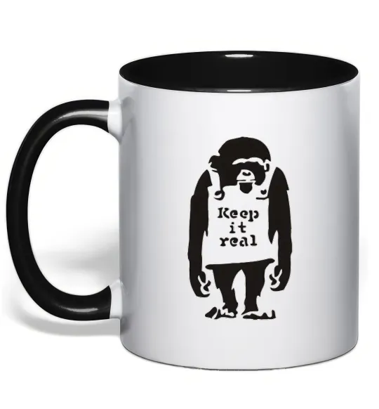 Чашка з кольоровою ручкою KEEP IT REAL Чорний фото