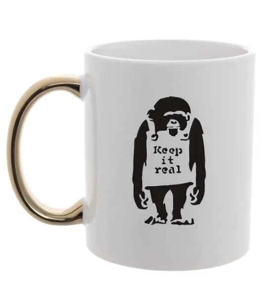 Чашка з кольоровою ручкою KEEP IT REAL Золото фото