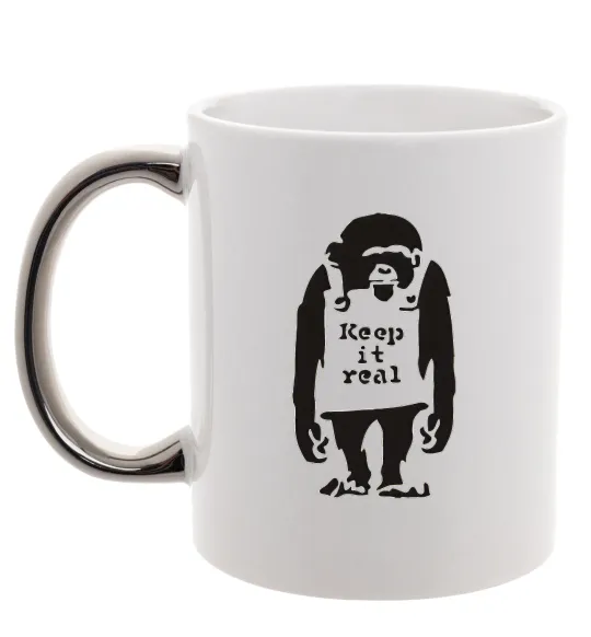 Чашка з кольоровою ручкою KEEP IT REAL Срібло фото