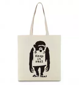 Эко-сумка Мавпа намальована Бежевый фото Эко-сумка Мавпа намальована Бежевый фото