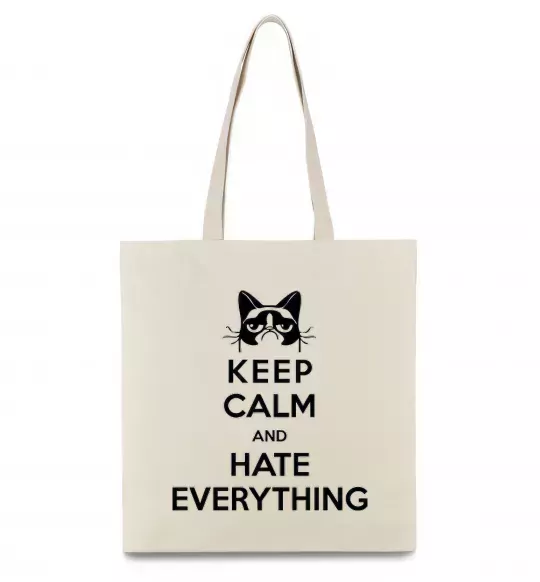 Еко-сумка Hate everything Бежевий фото