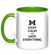 Чашка з кольоровою ручкою Hate everything Зелений фото