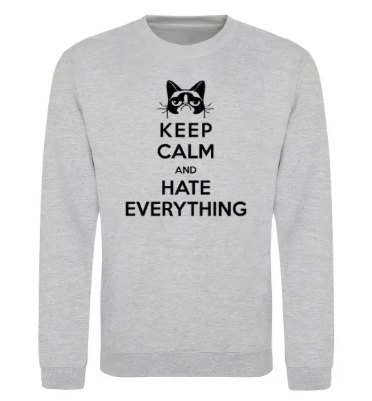Свитшот Hate everything Серый меланж фото