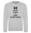 Свитшот Hate everything Серый меланж фото