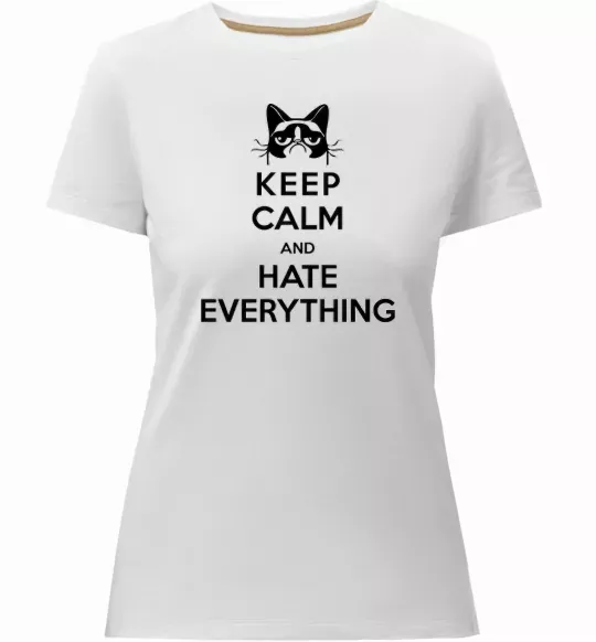 Женская премиум футболка Hate everything Белый фото