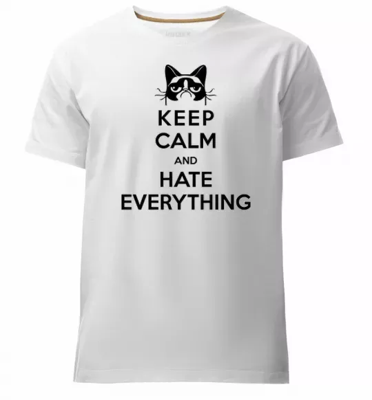 Мужская премиум футболка Hate everything Белый фото