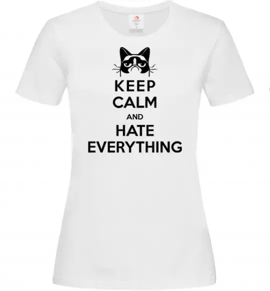 Жіноча футболка Hate everything Білий фото