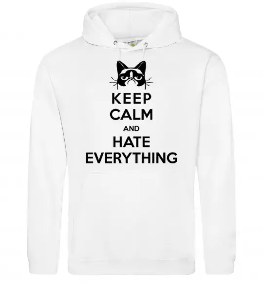 Мужская толстовка (худи) Hate everything Белый фото