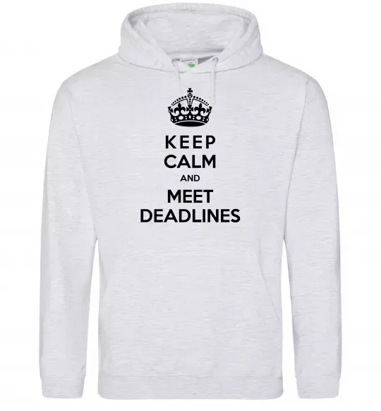 Женская толстовка (худи) Meet deadlines Серый меланж фото