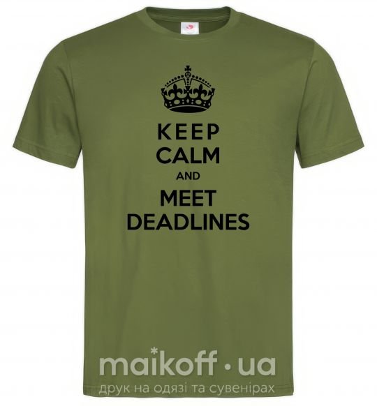 Мужская футболка Meet deadlines Оливковый фото