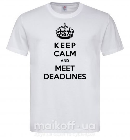 Мужская футболка Meet deadlines Белый фото