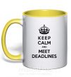 Чашка с цветной ручкой Meet deadlines Солнечно желтый фото