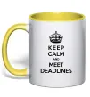 Чашка с цветной ручкой Meet deadlines Солнечно желтый фото