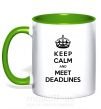Чашка з кольоровою ручкою Meet deadlines Зелений фото