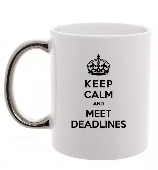 Чашка с цветной ручкой Meet deadlines Серебро фото