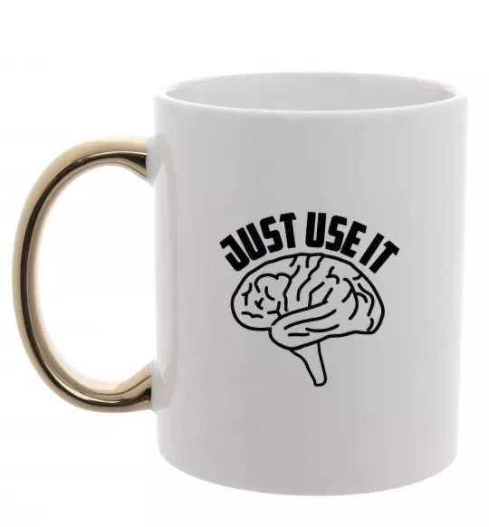 Чашка з кольоровою ручкою Just use it Золото фото