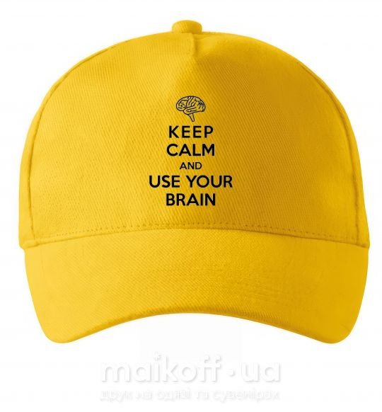 Кепка Keep Calm use your brain Солнечно желтый фото
