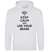 Мужская толстовка (худи) Keep Calm use your brain Серый меланж Мужская толстовка (худи) Keep Calm use your brain Серый меланж фото