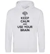 Женская толстовка (худи) Keep Calm use your brain Серый меланж фото