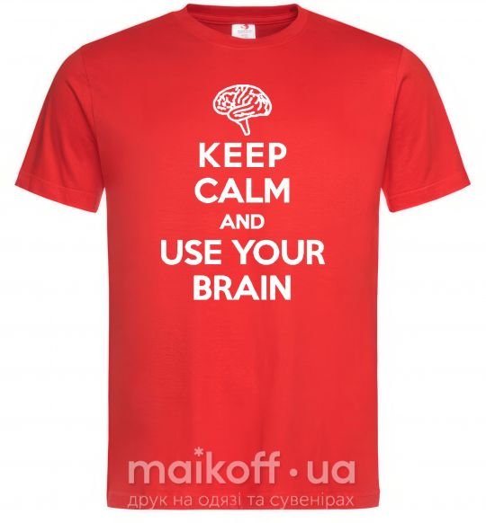 Чоловіча футболка Keep Calm use your brain Червоний фото