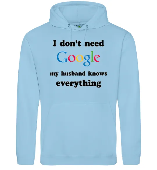 Женская толстовка (худи) Мій чоловік гугл Голубой фото