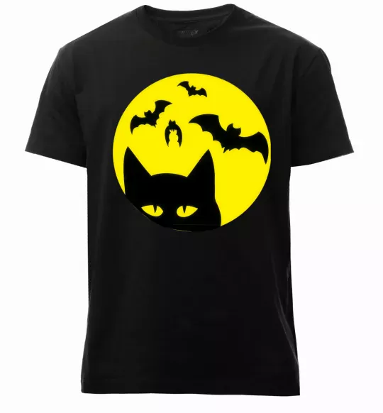 Чоловіча преміум футболка Луна_ кот Чорний фото