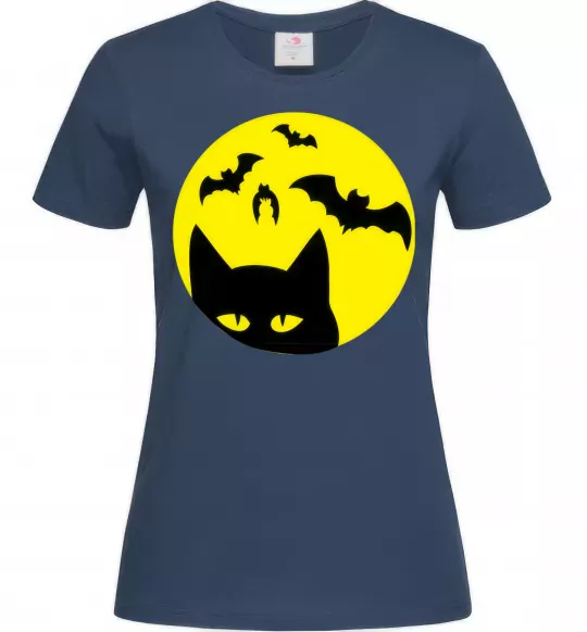 Жіноча футболка Луна_ кот Темно-синій фото