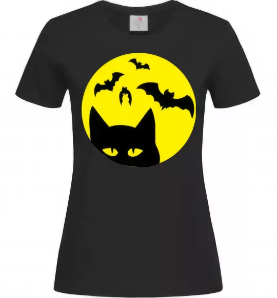 Жіноча футболка Луна_ кот Чорний фото