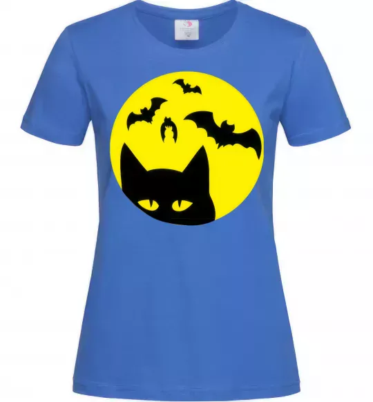 Жіноча футболка Луна_ кот Яскраво-синій фото