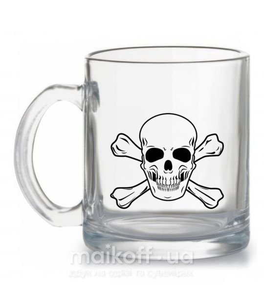 Чашка скляна Пиратский череп Прозорий фото