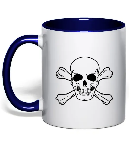 Чашка с цветной ручкой Пиратский череп Глубокий темно-синий фото