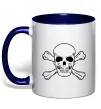 Чашка с цветной ручкой Пиратский череп Глубокий темно-синий Чашка с цветной ручкой Пиратский череп Глубокий темно-синий фото