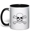 Чашка с цветной ручкой Пиратский череп Черный Чашка с цветной ручкой Пиратский череп Черный фото