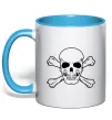 Чашка с цветной ручкой Пиратский череп Голубой Чашка с цветной ручкой Пиратский череп Голубой фото