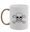 Чашка с цветной ручкой Пиратский череп Золото Чашка с цветной ручкой Пиратский череп Золото фото