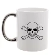 Чашка с цветной ручкой Пиратский череп Серебро Чашка с цветной ручкой Пиратский череп Серебро фото