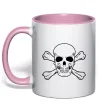 Чашка с цветной ручкой Пиратский череп Нежно розовый Чашка с цветной ручкой Пиратский череп Нежно розовый фото