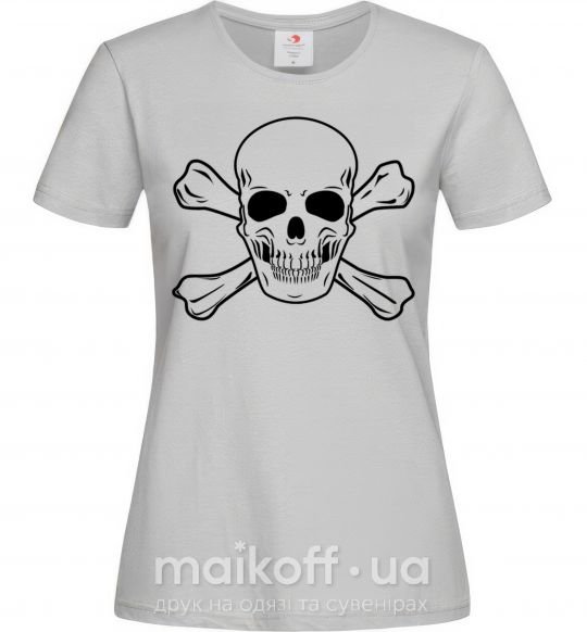 Женская футболка Пиратский череп Серый фото
