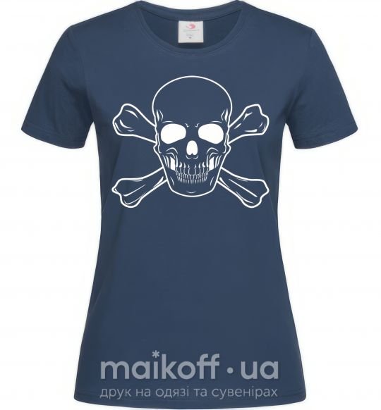 Женская футболка Пиратский череп Темно-синий фото