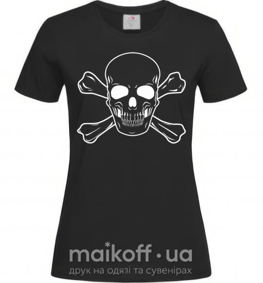 Женская футболка Пиратский череп Черный фото