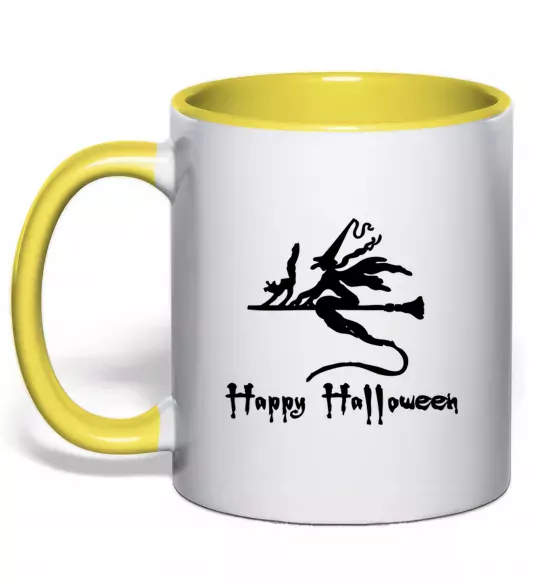 Чашка з кольоровою ручкою Ведьма Сонячно жовтий фото