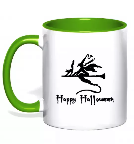 Чашка з кольоровою ручкою Ведьма Зелений фото