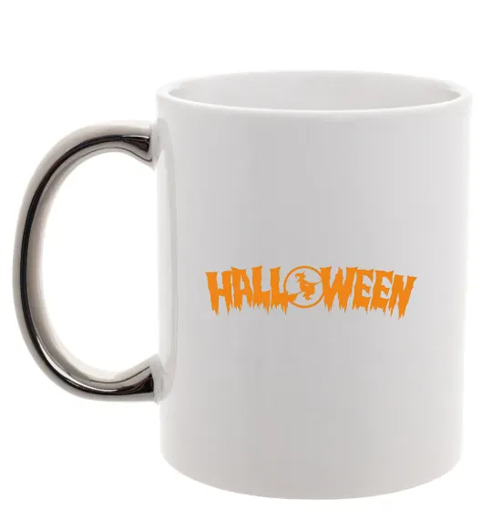 Чашка з кольоровою ручкою Halloween Срібло фото