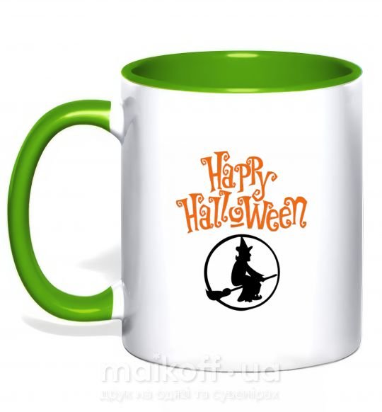Чашка з кольоровою ручкою Halloween Ведьма Зелений фото