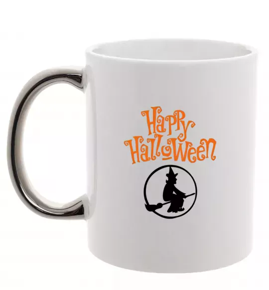 Чашка с цветной ручкой Halloween Відьма Серебро фото