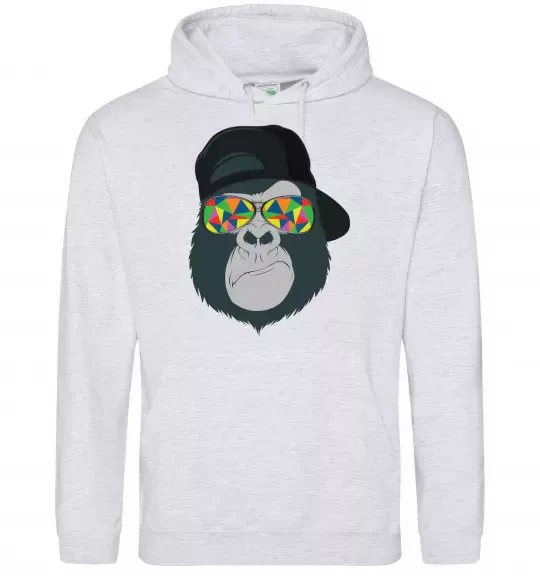 Мужская толстовка (худи) Monkey in glass Серый меланж фото