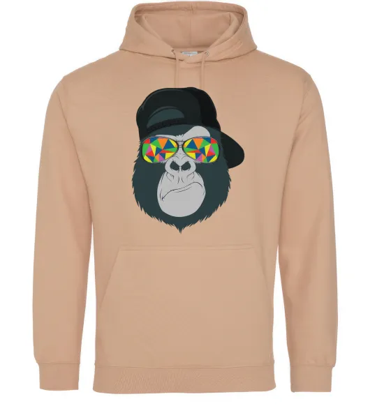 Мужская толстовка (худи) Monkey in glass Песочный фото